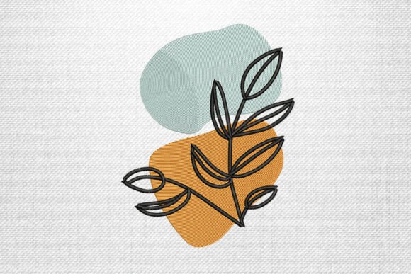 Abstract Leaf Embroidery Design