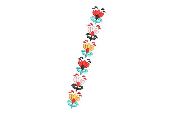 Colorful Floral Border Embroidery