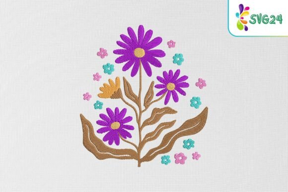 Colorful Wildflowers Embroidery Design