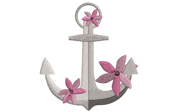 Floral Anchor Embroidery Design