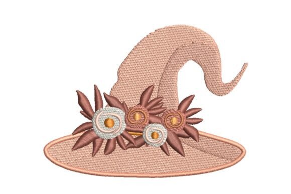 Floral Witch Hat Embroidery Design