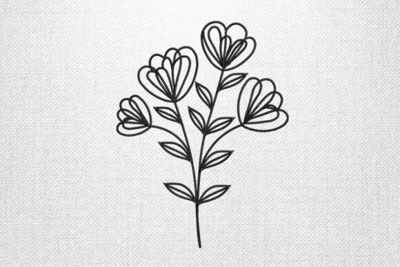 Heart Petal Flower Outline