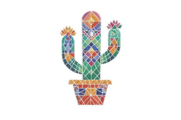 Mosaic Cuctus Embroidery Design