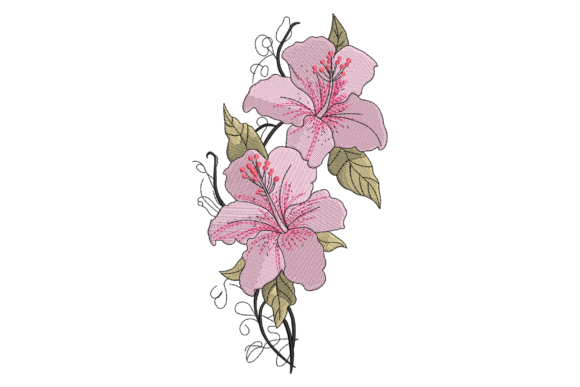 Pink Lily Flower Embroidery Design
