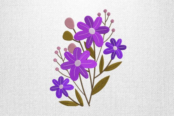 Purple Bouquet Embroidery Design