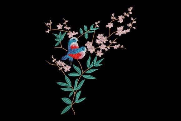Spring Bird and Floral Embroidery