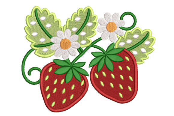 Strawberry Flower Embroidery Design