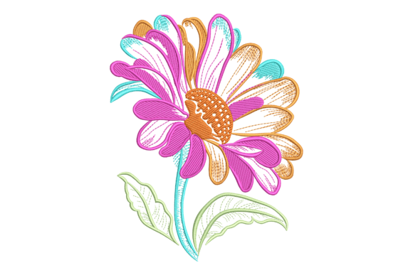 Vibrant Daisy Embroidery Design